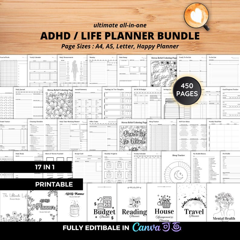 Ultimate ADHD Planner Bundle Printable All in One Ultimate Life Binder ...