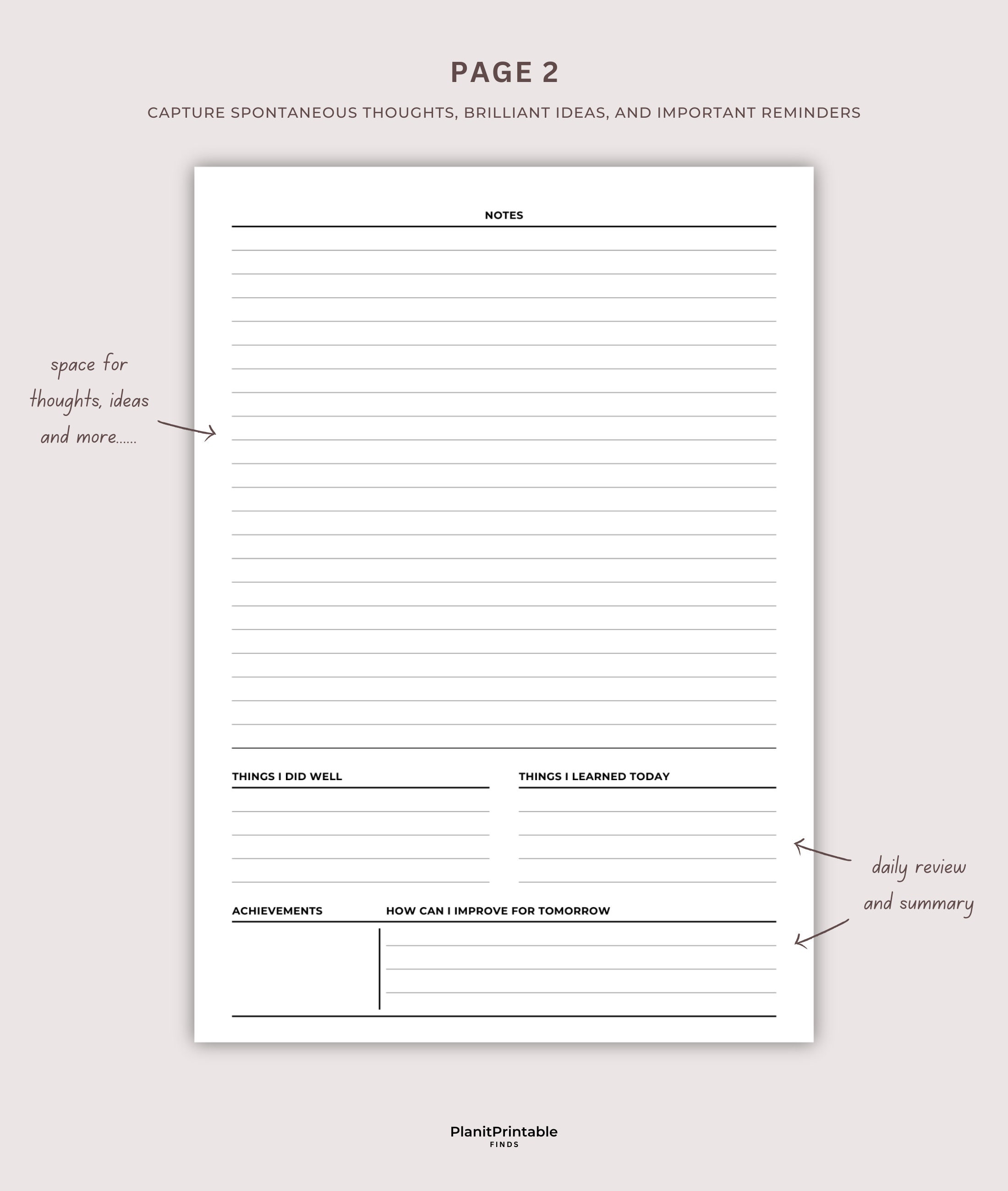24 Hour Daily Planner Printable, Daily Plan on 2 Pages, Day on 2 Page, 2 Page per Day Planner ...