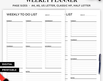 Weekly To-Do List Printable: Minimalist 7-Day Planner (PDF)