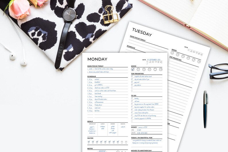 Adult ADHD Daily Planner Printable, Organized Planner, ADHD Goodnotes