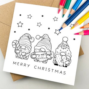 Christmas card to colour-in, greeting card, holiday card, card for kids, for family, cute Christmas card , Colour me, from kids, color in