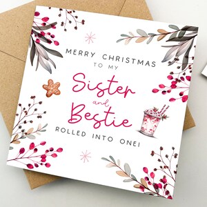 Weihnachtskarte für Schwester Bestie, Grußkarte, Weihnachtskarte, Geschenk für geliebte Menschen, Xmas, Schwester Weihnachtsgeschenk, süße Weihnachtskarte, Familienkarte