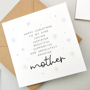 Carte de Noël pour mère, carte de voeux, carte de vœux, carte de famille, jolie carte, sapin de Noël, aquarelle, carte de maman, belle citation