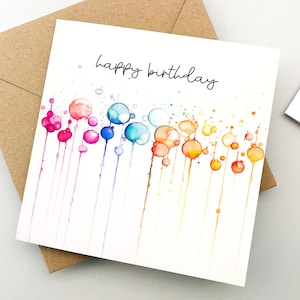 Tarjeta de cumpleaños, Arte de acuarela, Para un amigo, Para padre, Para pariente, Tarjeta de cumpleaños simple, Regalo para ella, Regalo para él