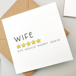 Esposa 5 estrelas, cartão engraçado para sua esposa, cartão de aniversário, cartão de aniversário, cartão de dia dos namorados, cartão de Natal, pessoa amada, cartão simples