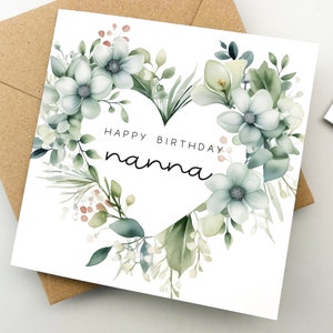 Tarjeta de cumpleaños para nanna, Feliz cumpleaños, Celebración, Tarjeta floral, Tarjeta para abuela