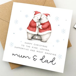 Tarjeta de Navidad para padres, Tarjeta de felicitación, Tarjeta navideña, Tarjeta linda, madre y padre, Arte de acuarela, mamá y papá, hermosa cita