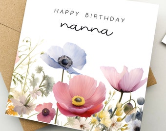 Birthday card for nanna, Happy birthday, Celebration, Floral card, Card for grandma