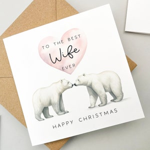 Biglietto di Natale per moglie, biglietto di auguri, biglietto di auguri, regalo per la persona amata, Natale, regalo di Natale per moglie, simpatico biglietto di Natale, migliore moglie, cuore