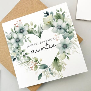 Verjaardagskaart voor tante, gelukkige verjaardag, bloemenkaart