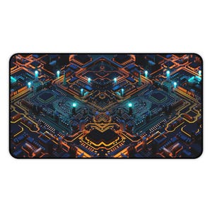 Futuristic Circuit Board Desk Mat | Computer Geek Desk Pad | Programmer & IT Gift | Gaming Extended Mouse Pad
