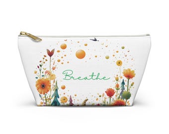 Just...breathe zipper pouch | Accessory Pouch, colorful travel makeup bag