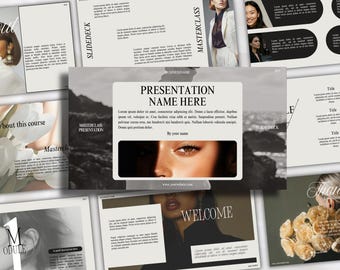 Canva Presentation Template | Editable Business Slide Deck for Webinars, Courses & Masterclasses (85 Slides)