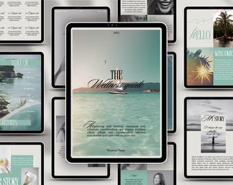 Plantilla de Canva para ebook de bienestar / 80 ejercicios de autocuidado editables y lead magnet para coaches