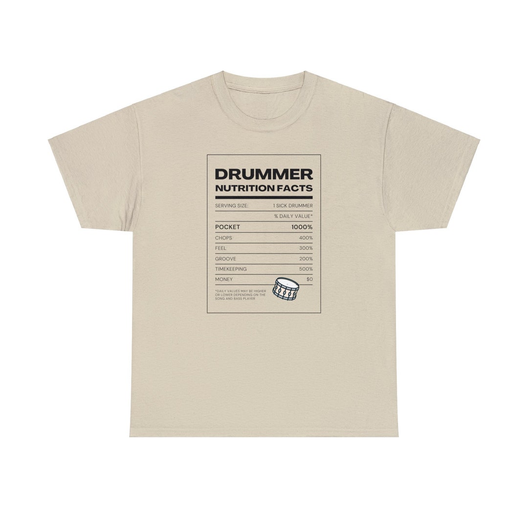 Drummer Nutrition Facts Shirt. Gift for Drummers Etsy