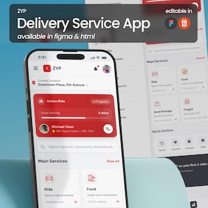 Interface utilisateur de la super application multiservice | Transport, nourriture et fret Figma Design