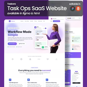 Productivity SaaS Website Template | Task Management Dashboard – Figma & HTML