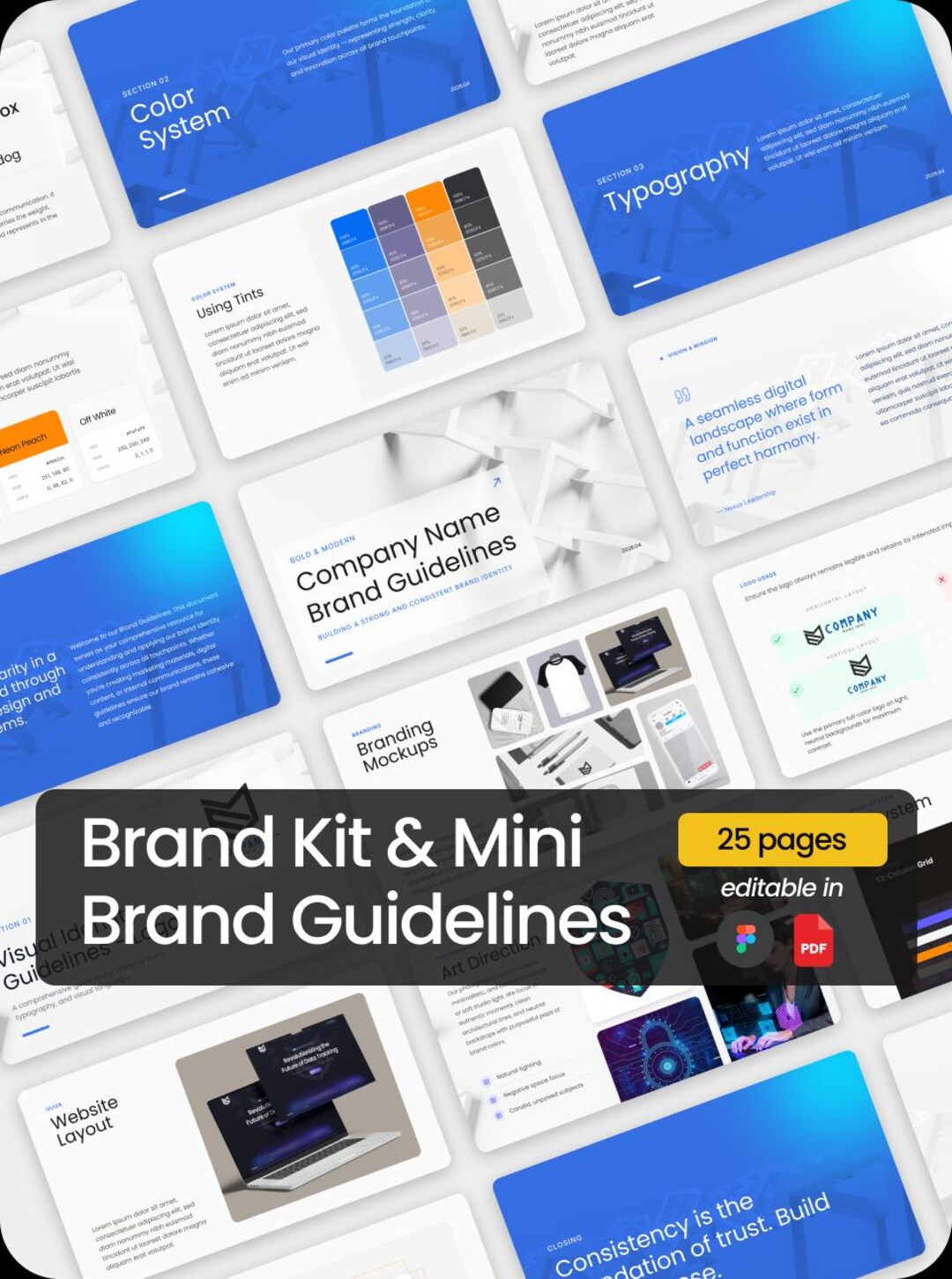 Modern Brand Guidelines Template – Branding Kit, Company Brand Guide ...