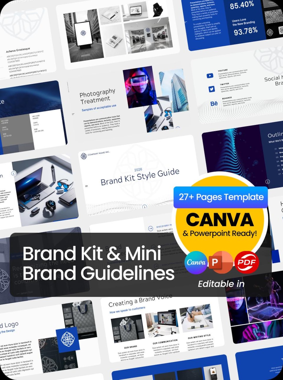 Editable Brand Kit Canva Template | Branding Guide, Business Identity ...