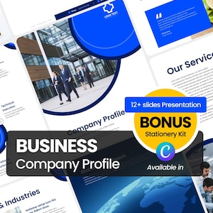 Canvaの会社概要テンプレート：企業パンフレット｜事業概要、プレゼンテーション資料、会社紹介、サービスポートフォリオ紹介