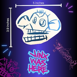 Arcane-League of Legends Jinx Inspired Monkey Bomb Graffiti Vinyl Decal Sticker for Laptops, Water Bottles, Etc.