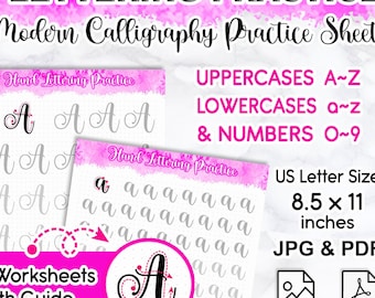Oefenbladen Sweet Swirl-kalligrafie: handleiding voor letters (pdf-bestand)