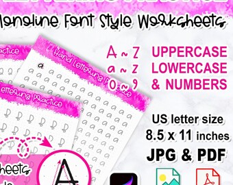 Speelse werkbladen voor monoline-letters: hoofdletters, kleine letters, cijfers (pdf-bestand)