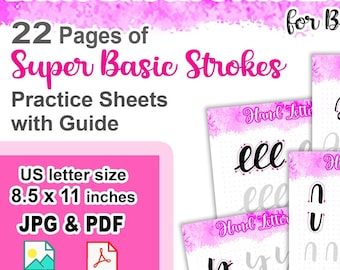 Handbelettering oefenwerkbladen penseelstreek voor beginners (pdf-bestand)