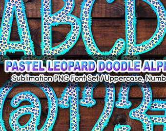 Pastelluipaard doodle alfabet, png-clipart, sublimatieontwerp (digitale download)
