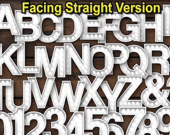 3D feesttent gloeilamp png-lettertype | Wit alfabet, cijfers, symbolen, png (digitale download)