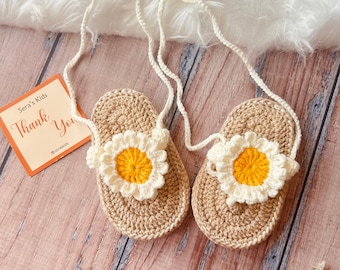 Handmade Cute Baby Girl Crochet Sandals, Soft Baby Summer Sandals, Newborn Floral Girl Baby Shoes