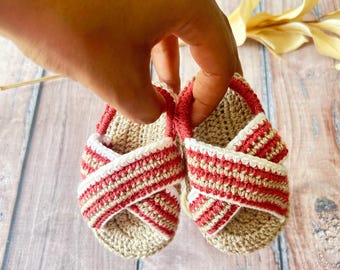 Handmade Crochet Baby Boy Sandals: Boho Cotton Slippers