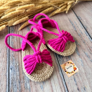 Baby Girl Crochet Pink Sandals, Handmade Baby Boho Sandals, Baby Beachwear Outfit Girl, İnfant Girl Sandlies