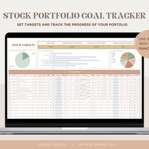 Stock Portfolio Goal Tracker for Google Sheets - Investment Planner Spreadsheet - Stock Dashboard - Allocation Planner Template - Finance