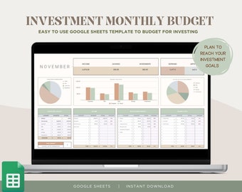 Investment Budget Template: Monthly Finance Tracker for Google Sheets (Digital Download)