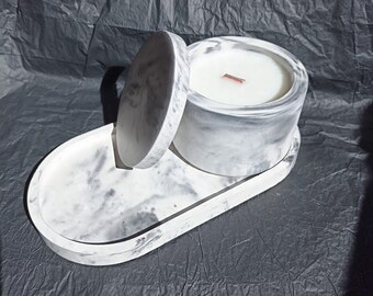 Candela aromatica 100% soia con coperchio e vassoio