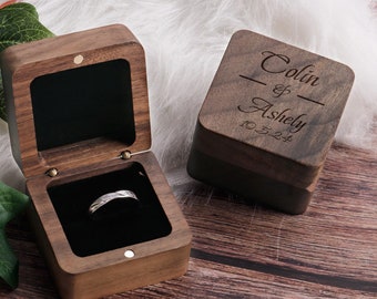 Personalized Wedding Ring Box, Engagement Ring Box, Ring Bearer Ring Box, Ring Box Holder for Wedding Ceremony