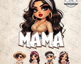 CUSTOM Mama Chingona Chicano Mom Png, Chibi Latina Mother's Day Png, Name Kids Gift For Mom Png, Happy Mother Day Png, Digital File