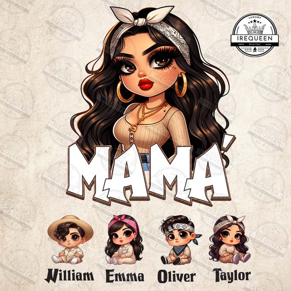 CUSTOM Mama Chingona Chicano Mom Png, Chibi Latina Mother's Day Png, Name Kids Gift For Mom Png, Happy Mother Day Png, Digital File