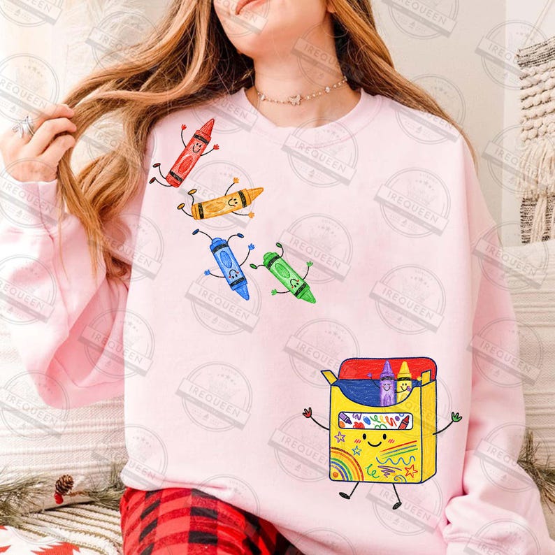 Back to School Png, Cute School Supplies PNG, Teacher Shirt Design, Crayons Jumping Into Box Png, Dancing Rainbow Crayons Png, Digital File image 2