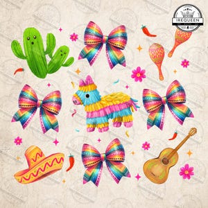 Viva La Fiesta Coquette Bow PNG, Mexicaanse Cinco De Mayo, Fiesta Vibes Png, Fiesta Party Png, Festival 2025, Mexicaanse Pinata Bow, Digitaal bestand