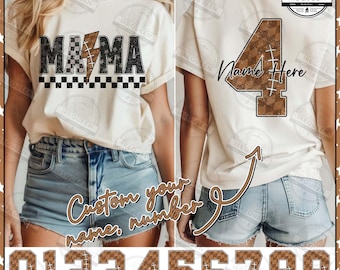 Custom Kids Name & Jersey Number Png, Custom Football PNG, Game Day Football PNG, Preppy Football Mama Design, Football Mama, Digital File