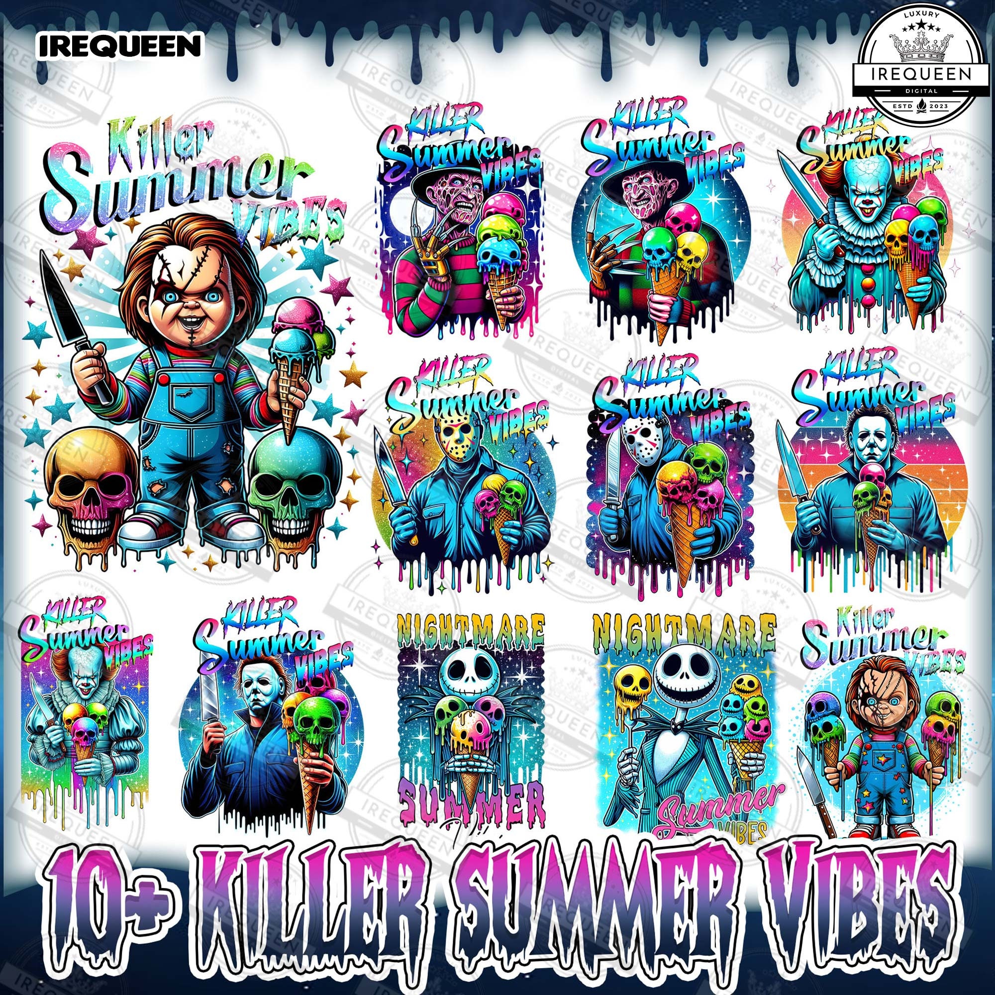 10+ Horror Halloween Png Bundle, Killers Summer Vibes PNG, Chillin' Like A Killer Png, Horror's Vacation Png, Funny Pool Png, Digital File