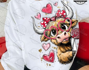 Funny Valentine Highland Cow Png, Valentine Coquette Png, Howdy Valentine Png, Love XOXO Png, Heart Png, Valentine's Day Png, Digital File