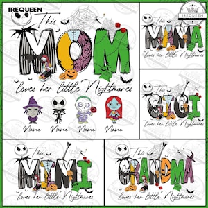 Mamá/Nana de pesadilla de Halloween personalizada (PNG), paquete "A esta mamá le encantan sus pesadillas" (PNG), feliz Halloween (PNG), mamá espeluznante (PNG), archivo digital