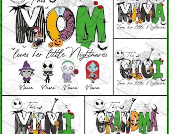CUSTOM Halloween Nightmare Mama/Nana Png, Bundle This Mama Loves Her Nightmares Png, Happy Halloween Png, Spooky Mama Png, Digital File
