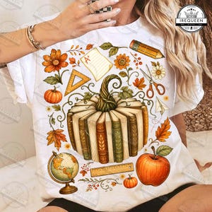 Book Fall Pumpkin PNG, Teacher Book Lover Fall Png, Bookish Fall Png, Pumpkin Season Png, Autumn Reading PNG, Fall Pumpkin PNG, Digital File