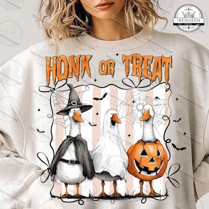 Honk or Treat Halloween Goose PNG, Cute Goose Witchy Halloween Png Design, Fall Shirt Png, Spooky Goose png, Retro Halloween, Digital File