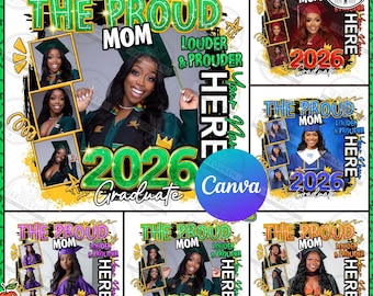 Proud Family Graduation Insert Photos Editable Canva Template, Graduation Senior 2026 Canva Editable Png, Proud Mom Graduate, Digital File