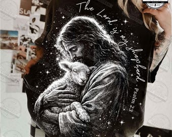 The Lord Is My Shepherd Png, Christian Easter Psalm Png, Spring Easter Png, Retro Easter Jesus Png, God Png, Jesus Png, Digital File